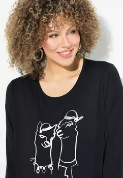 Топ с длинными рукавами GRAPHIC HOLIDAY Ulla Popken, черный