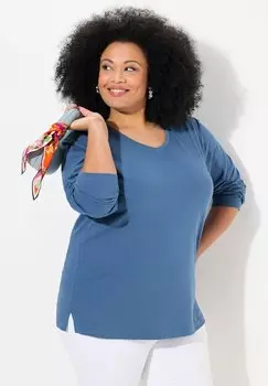 Топ с длинными рукавами GROSSE GRSSEN BASIC Ulla Popken, синий