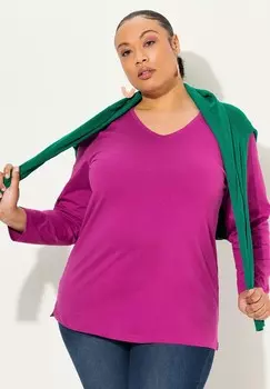 Топ с длинными рукавами GROSSE GRSSEN BASIC Ulla Popken, фиолетовый