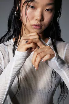 Топ с длинными рукавами H&M, белый