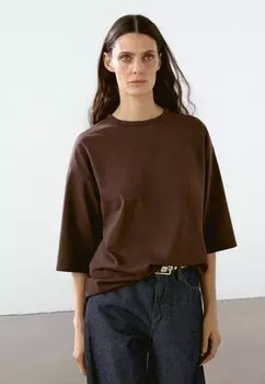 Топ с длинными рукавами HEAVY WEIGHT Massimo Dutti, темно-коричневый