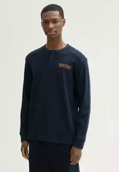Топ с длинными рукавами HENLEY MIT WAFFELSTRUKTUR TOM TAILOR, темно-синий