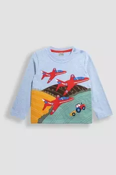 Топ с длинными рукавами и аппликацией на пуговицах на плече Jojo Maman Bb, синий