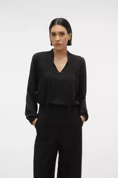 Топ с длинными рукавами и бантом Vero Moda, черный