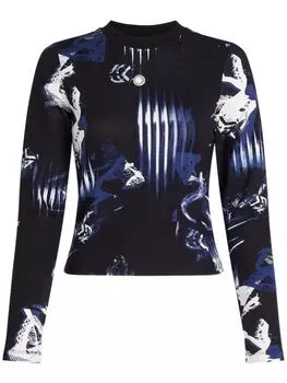 Топ с длинными рукавами и цифровой печатью Karl Lagerfeld Jeans, синий