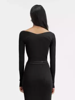 Топ с длинными рукавами и фестонами Ле Пралу Jacquemus, черный