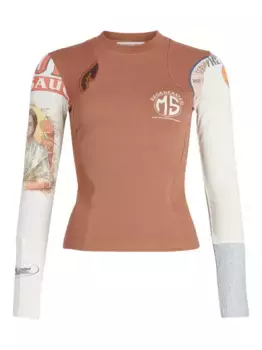 Топ с длинными рукавами и графическим принтом Marine Serre, нейтральный