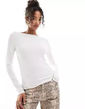 Топ с длинными рукавами и косым вырезом, цвет кремовый Abercrombie & Fitch