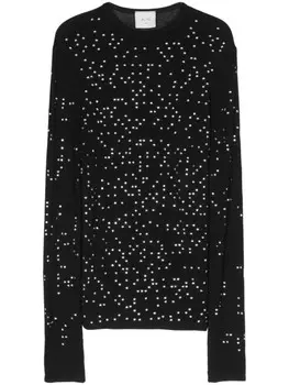 Топ с длинными рукавами и кристаллами Alysi, черный