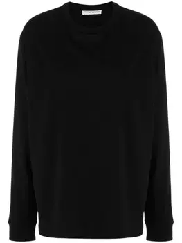 Топ с длинными рукавами и круглым вырезом The Row, черный