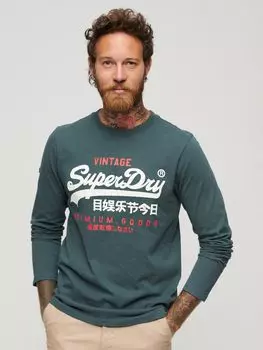 Топ с длинными рукавами и логотипом Superdry Classic, синий флакон