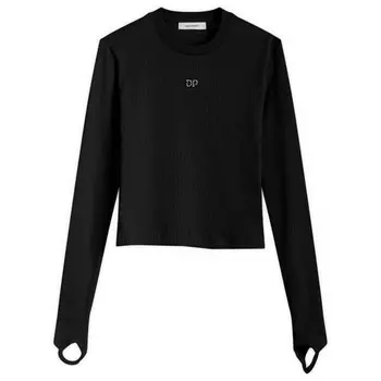 Топ с длинными рукавами и логотипом в рубчик Daily Paper, черный