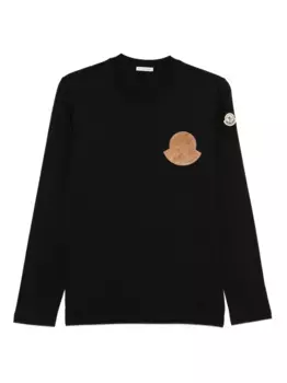 Топ с длинными рукавами и нашивкой-логотипом MONCLER, черный