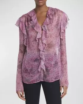 Топ с длинными рукавами и оборками Versace Jeans Couture, цвет Rosa 459