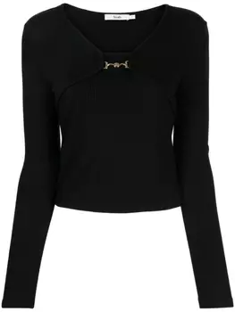 Топ с длинными рукавами и отделкой Horsebit b+ab, черный