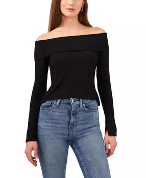 Топ с длинными рукавами и перекрестными плечами 1.STATE, черный