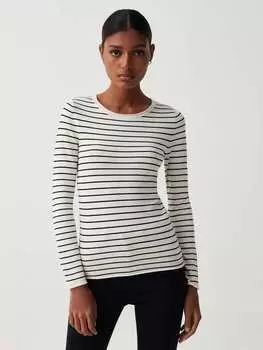 Топ с длинными рукавами и полосатым узором Ovs, цвет white/black