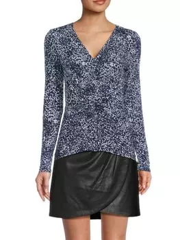 Топ с длинными рукавами и принтом Bcbgmaxazria, цвет Navy White