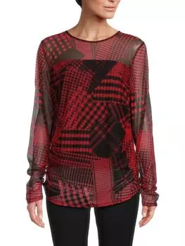 Топ с длинными рукавами и принтом Dkny, цвет Black Scarlet