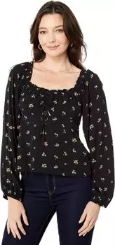 Топ с длинными рукавами и принтом Lucky Brand, цвет Black Multi