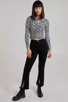 Топ с длинными рукавами и принтом Pink Vanilla, черный