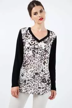 Топ с длинными рукавами и принтом с отделкой Conquista, черный