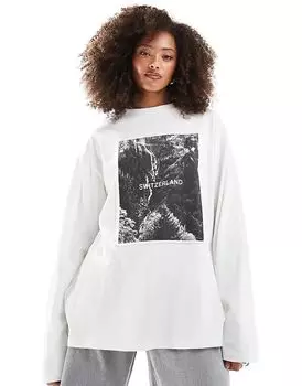Топ с длинными рукавами и принтом в стиле швейцарской пэчворк кремового цвета ASOS DESIGN