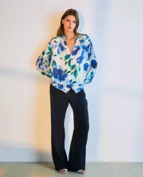 Топ с длинными рукавами и принтом Woman El Corte Ingls, синий