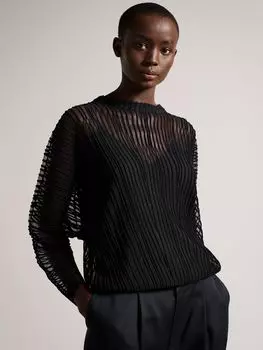Топ с длинными рукавами и прозрачными полосками Ted Baker Nellay, черный