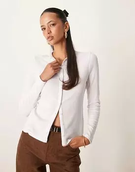 Топ с длинными рукавами и пуговицами белого цвета Abercrombie & Fitch