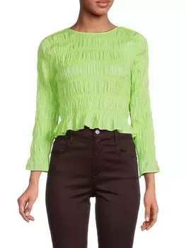 Топ с длинными рукавами и складками Frame, цвет Bright Lime