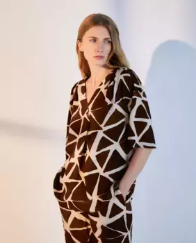 Топ с длинными рукавами и V-образным вырезом Woman El Corte Ingls, коричневый