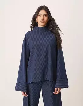 Топ с длинными рукавами и воротником-стойкой ASOS DESIGN в джинсовом стиле