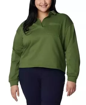 Топ с длинными рукавами и воротником Trek™ Plus Size Columbia, зеленый