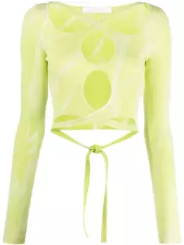 Топ с длинными рукавами и вырезами Dion Lee, зеленый