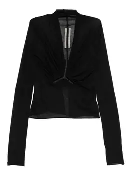 Топ с длинными рукавами и вырезом от Rick Owens, черный
