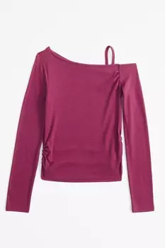 Топ с длинными рукавами и вырезом под горло Abercrombie & Fitch, розовый