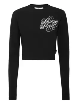 Топ с длинными рукавами и вышивкой Philipp Plein, черный