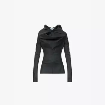 Топ с длинными рукавами из эластичного денима с покрытием Rick Owens, черный