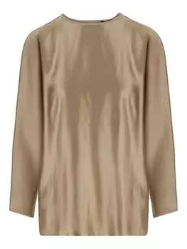 Топ с длинными рукавами из атласа Giorgio Armani, нейтральный