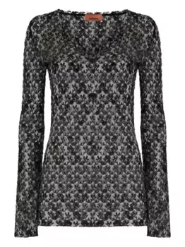 Топ с длинными рукавами из цветочного кружева Missoni, черный