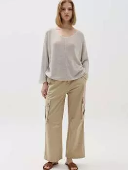 Топ с длинными рукавами из люрекса Hybrid, цвет sand