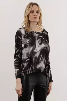 Топ с длинными рукавами из органического джерси с абстрактным цветочным принтом Religion, черный