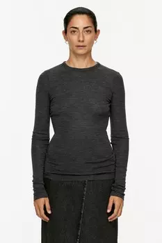 Топ с длинными рукавами из шерсти мериноса. Arket, серый