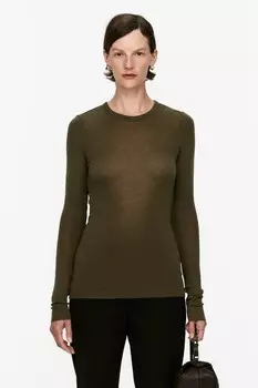 Топ с длинными рукавами из шерсти мериноса Arket, зеленый