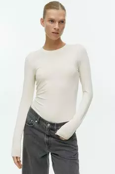 Топ с длинными рукавами из смеси лиоцелла H&M, белый