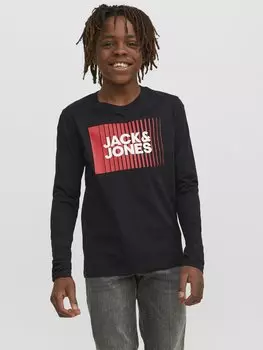 Топ с длинными рукавами JJECORP LOGO PLAY O NECK Jack & Jones Junior, цвет black
