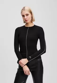 Топ с длинными рукавами KARL LAGERFELD, черный