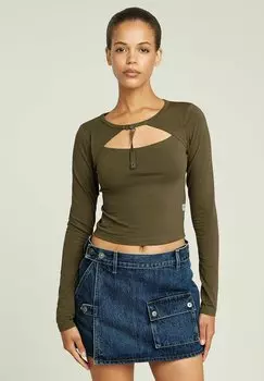 Топ с длинными рукавами KEYHOLE SLIM G-STAR, зеленый