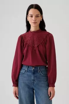 Топ с длинными рукавами крючком Gap, красный